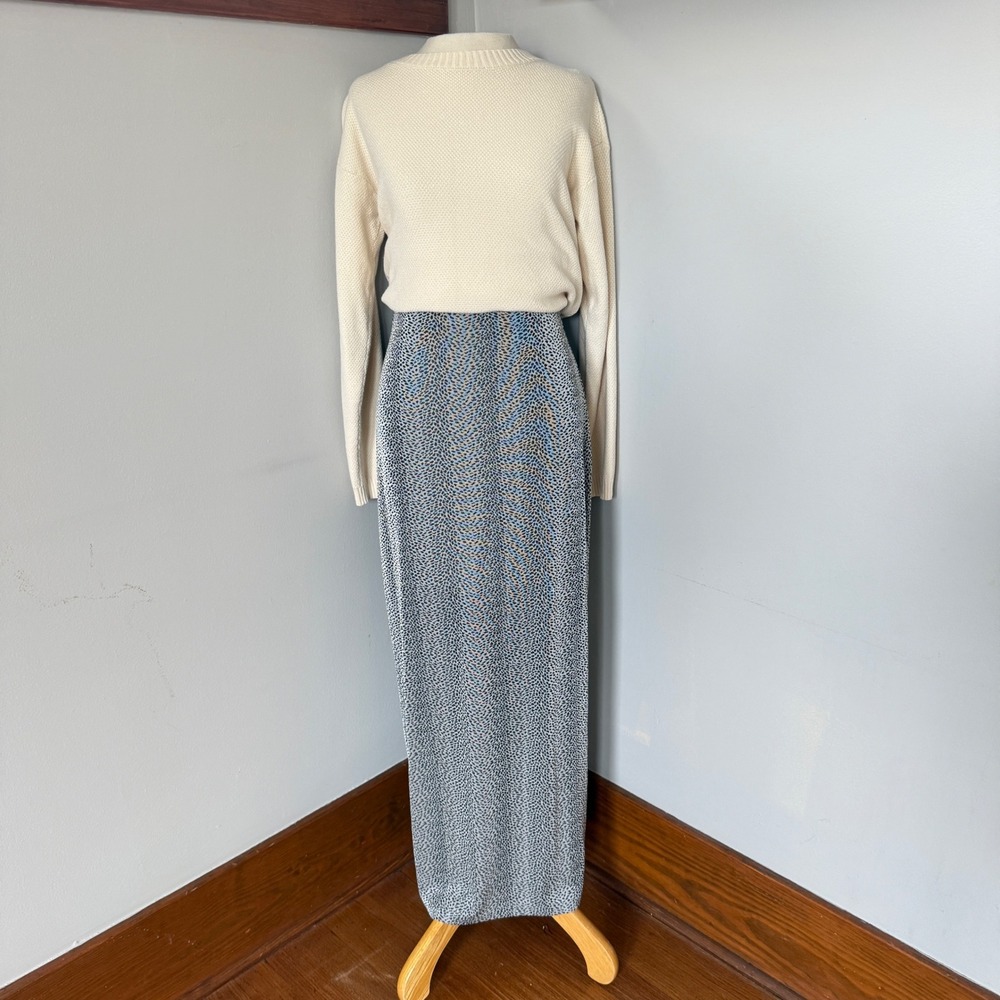 Vintage GANTOS Maxi Skirt Size XS/S Black White Animal Cheetah Print‎ Indie
